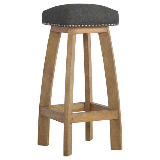 Black Tweed Studded Bar Stool