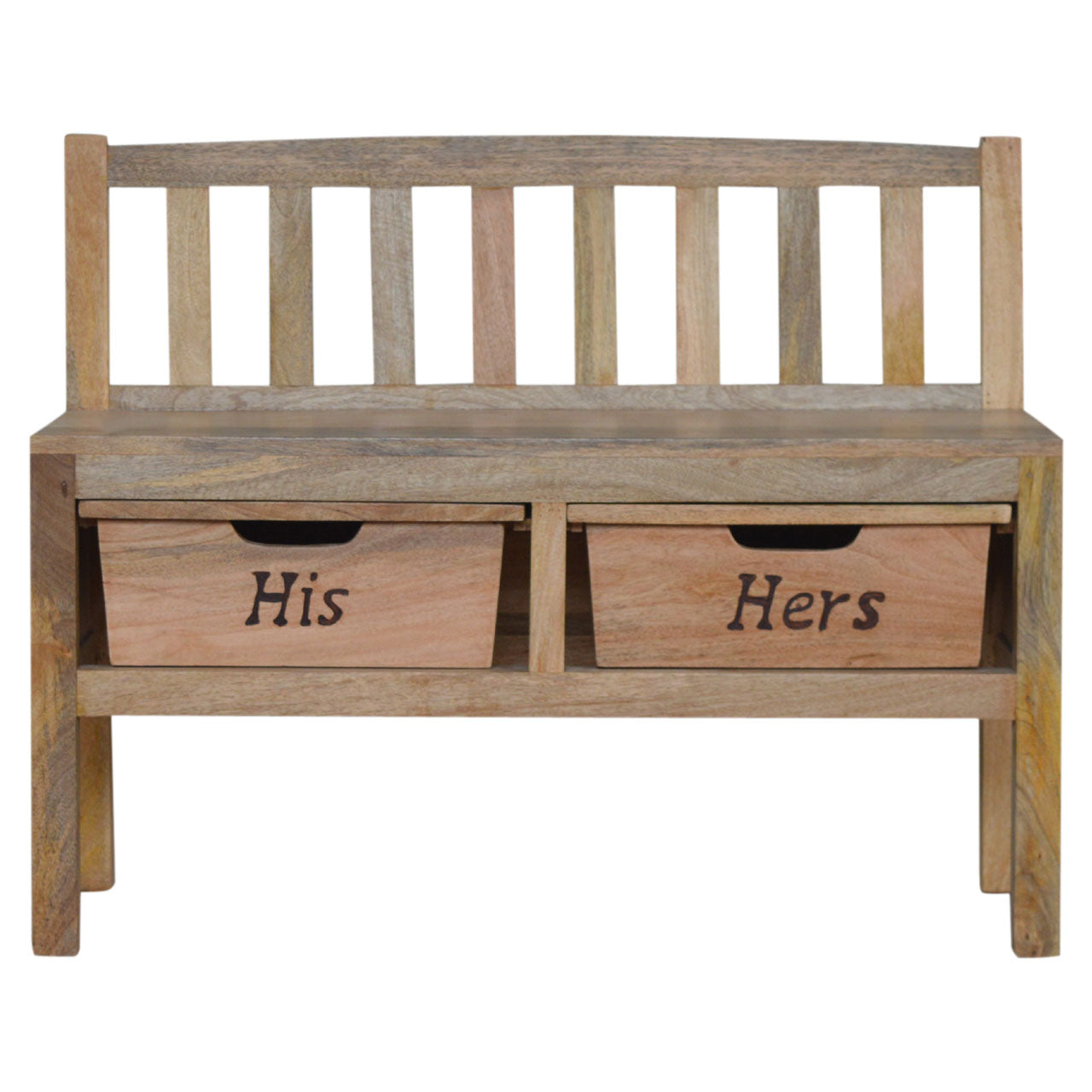 His & Hers Carved Storage Bench