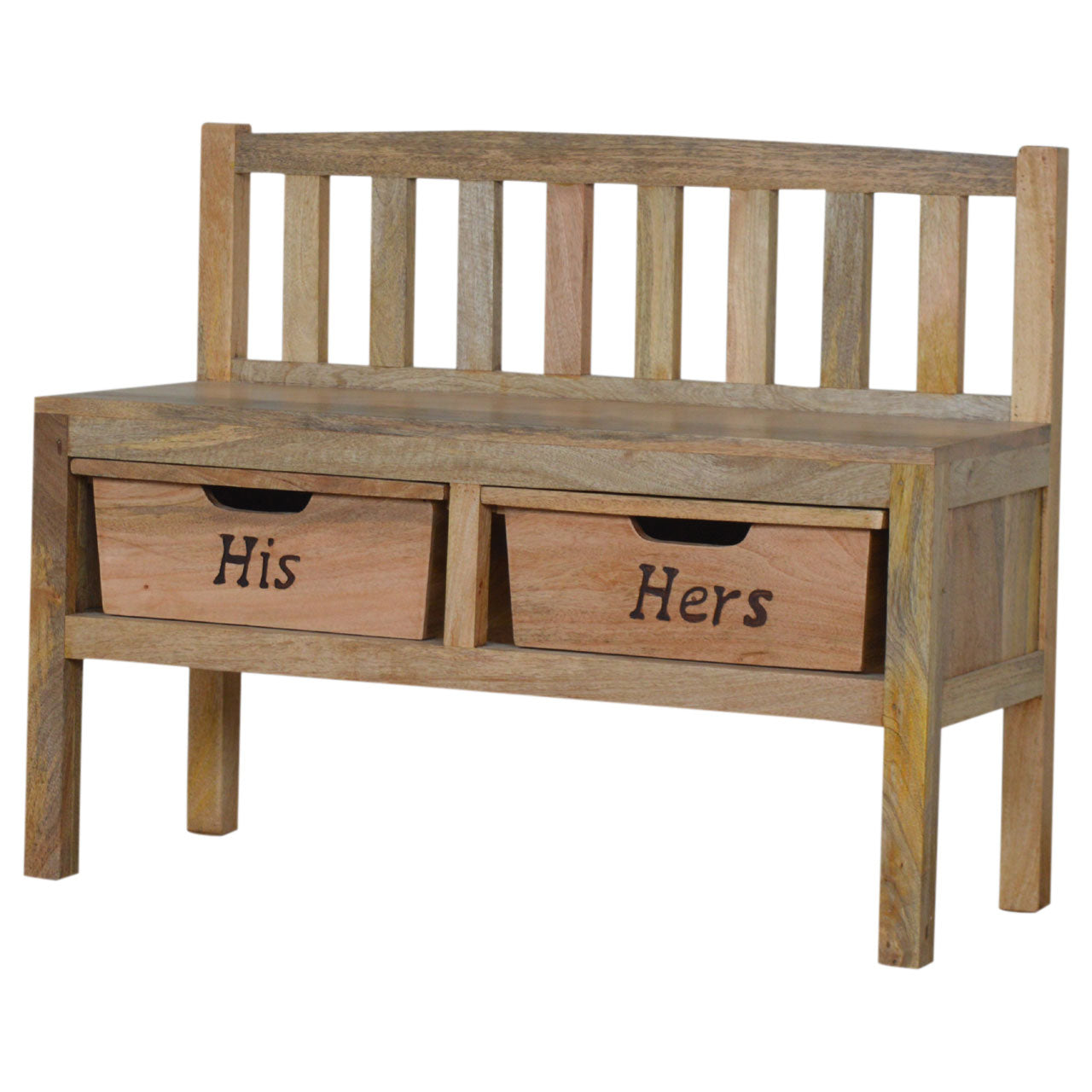 His & Hers Carved Storage Bench