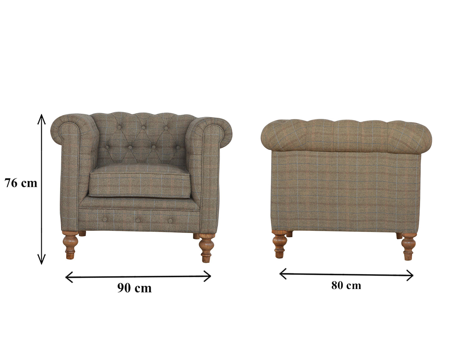 Chesterfield Multi Tweed Armchair