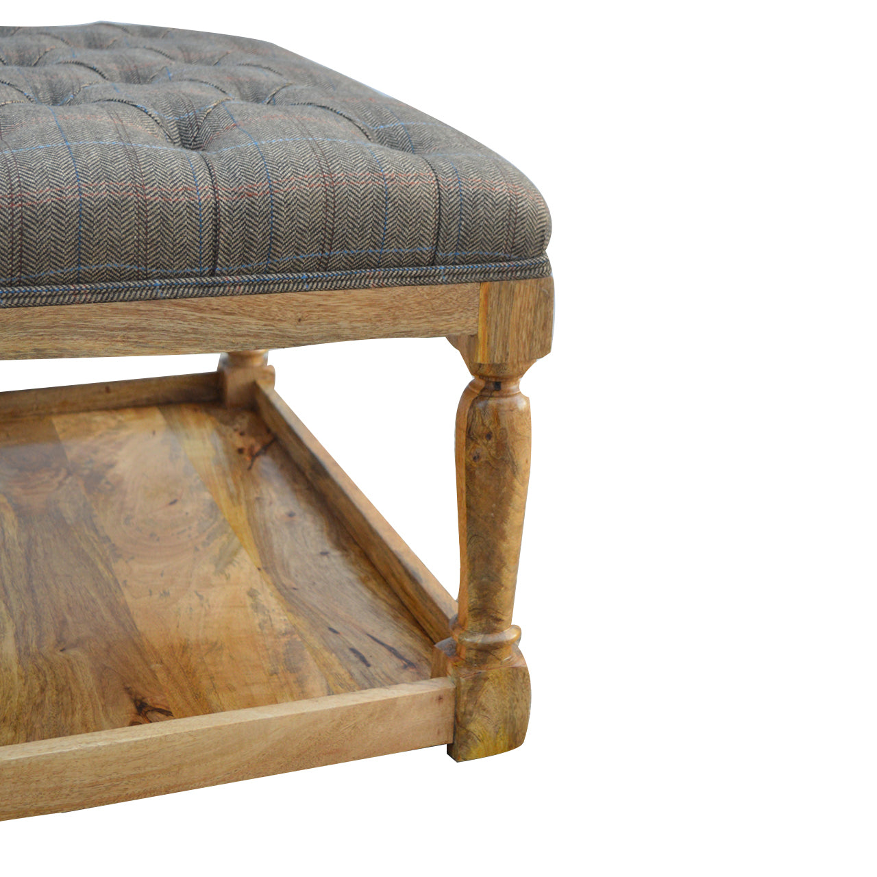 Multi Tweed Footstool with Shelf