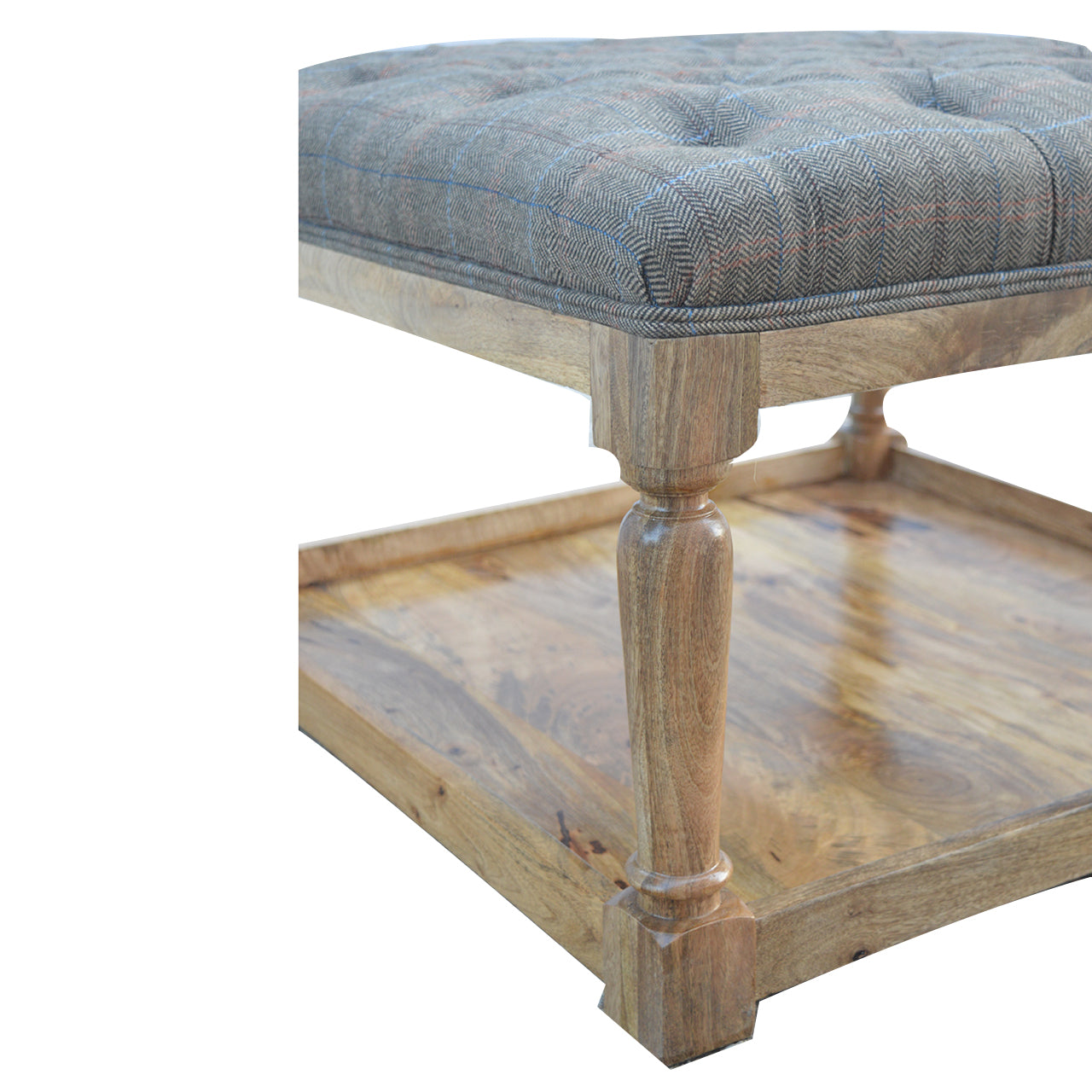 Multi Tweed Footstool with Shelf