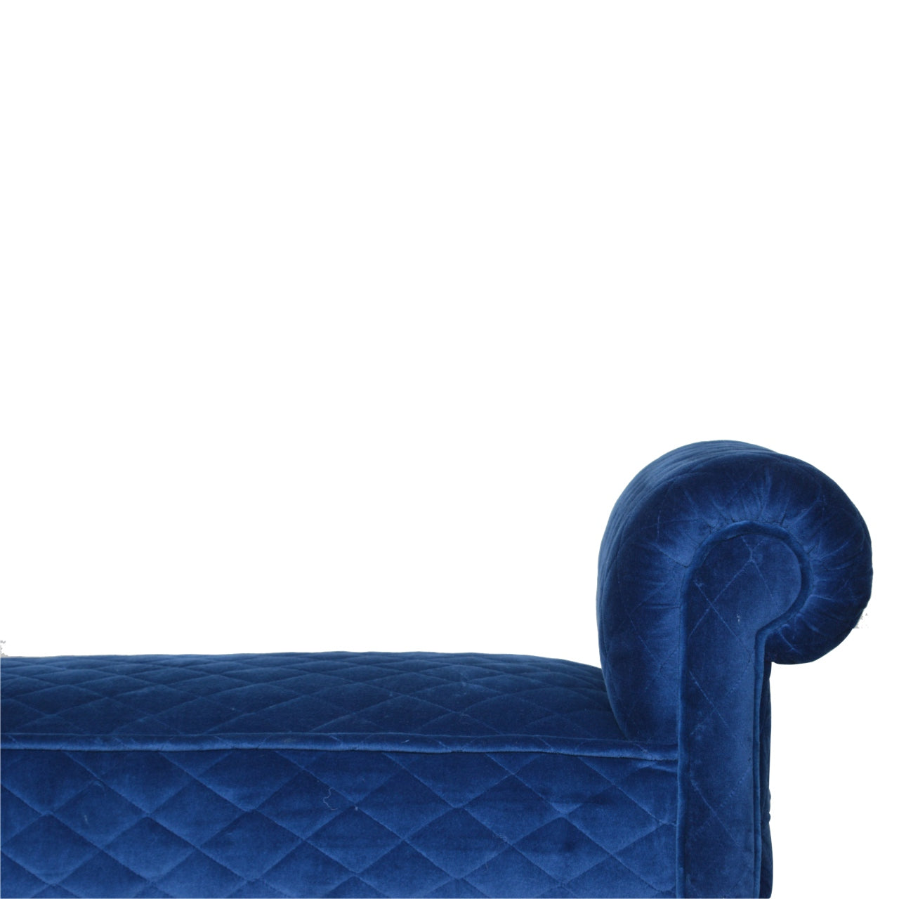 Royal Blue Quilted Velvet Bench