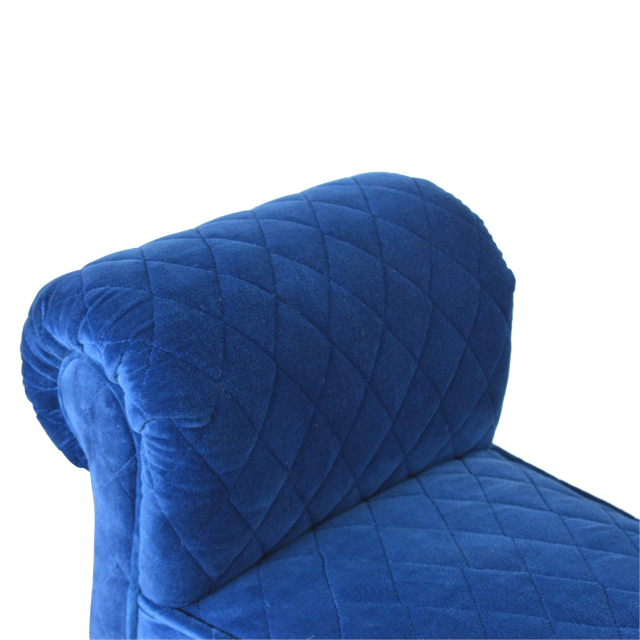 Royal Blue Quilted Velvet Bench