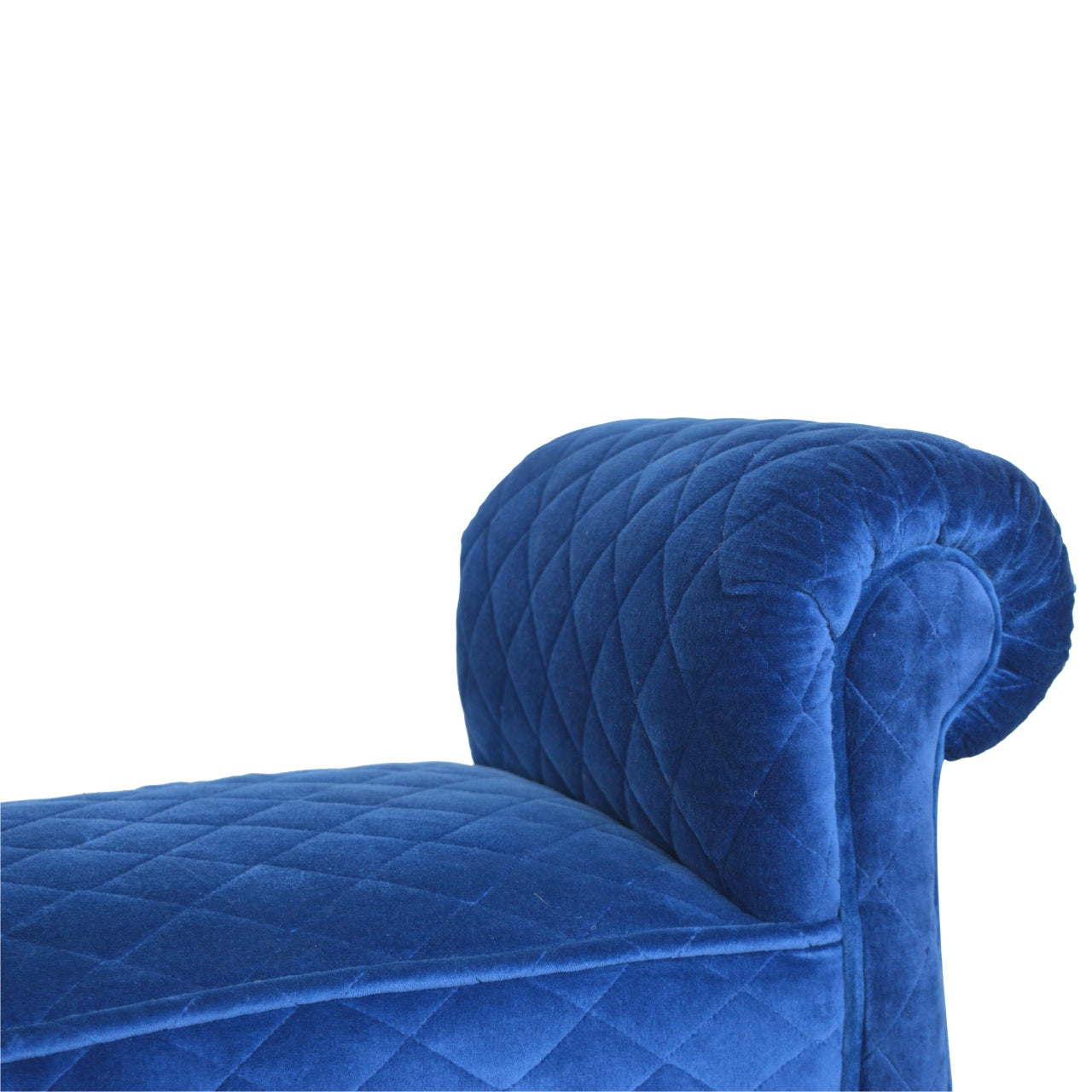 Royal Blue Quilted Velvet Bench