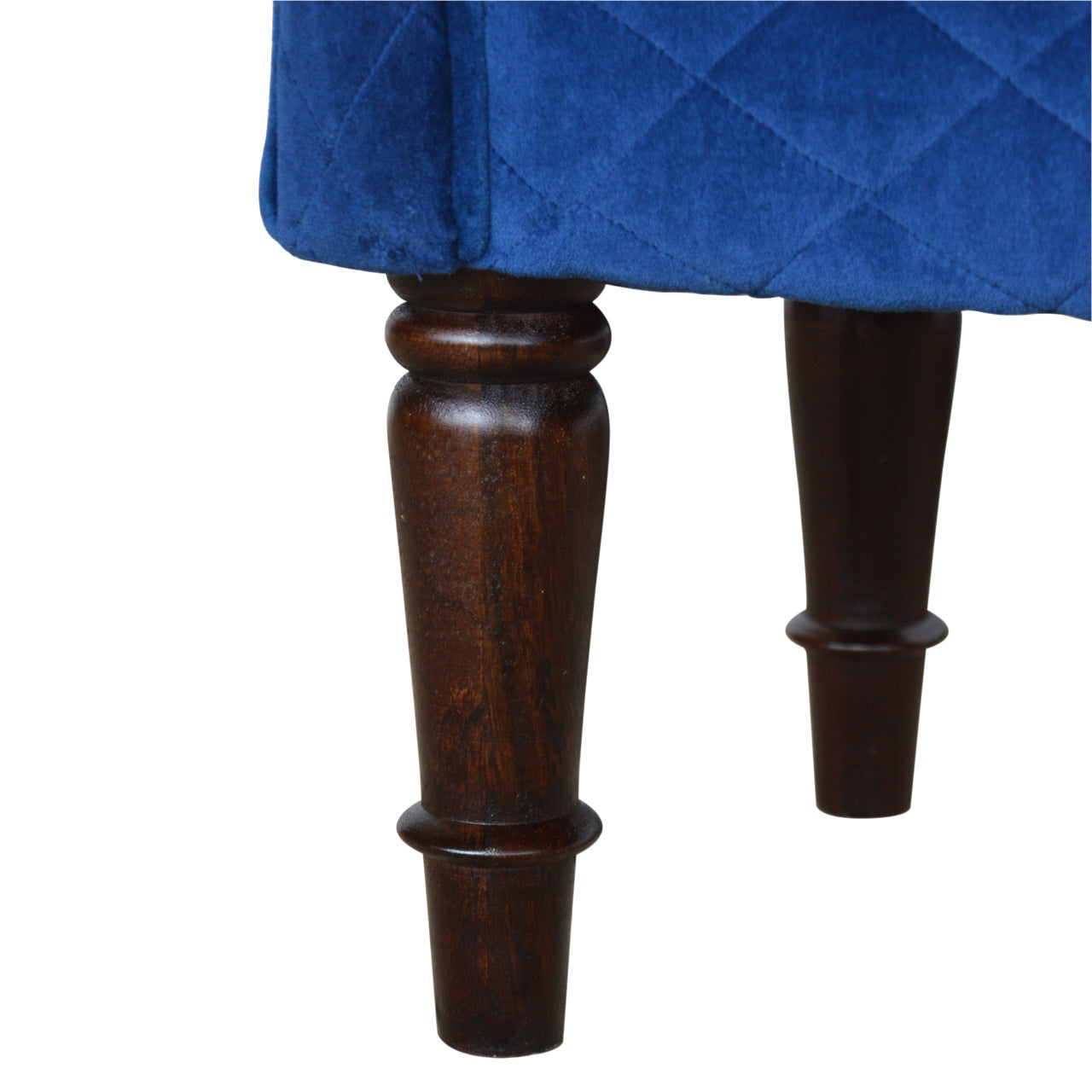 Royal Blue Quilted Velvet Bench