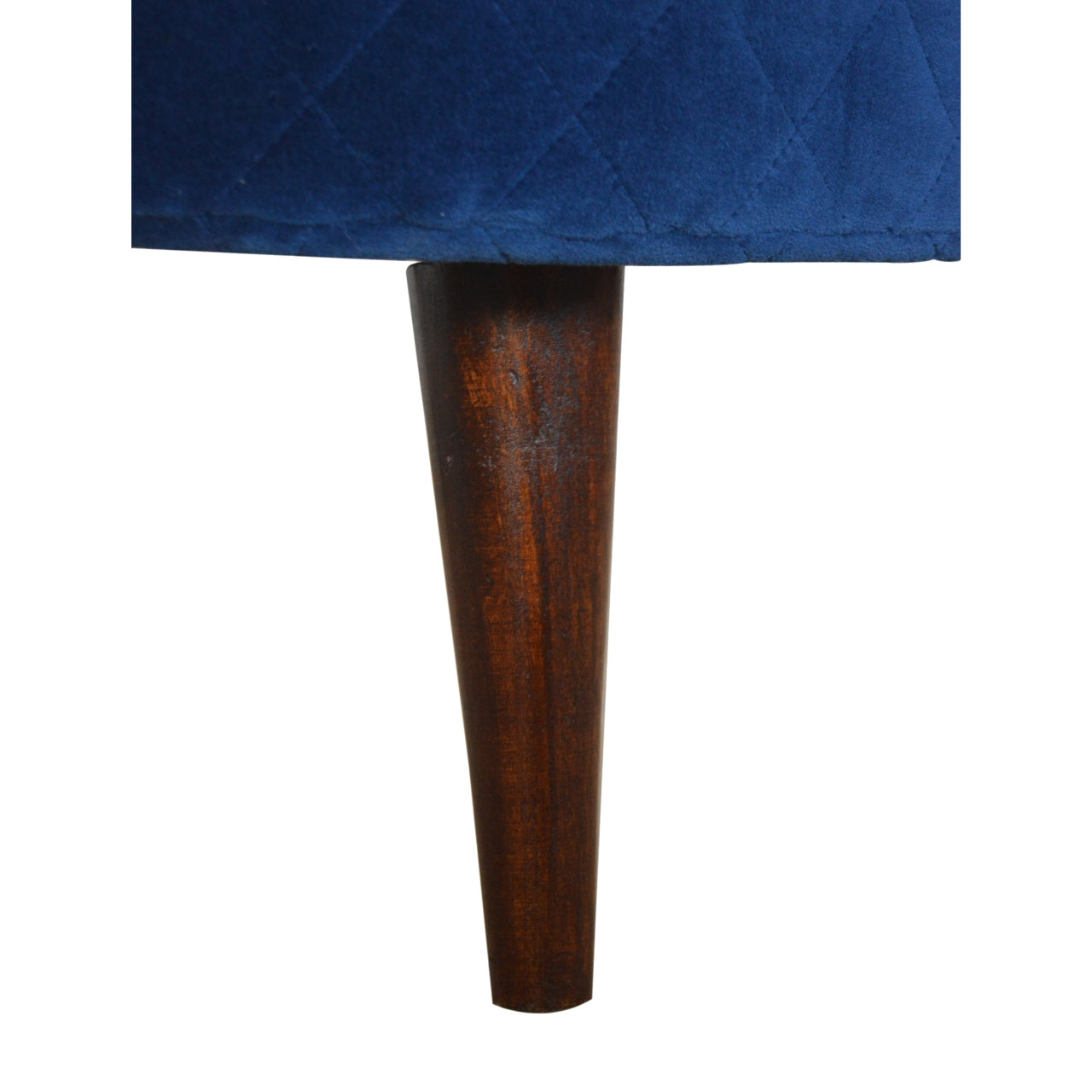 Quilted Blue Velvet Footstool