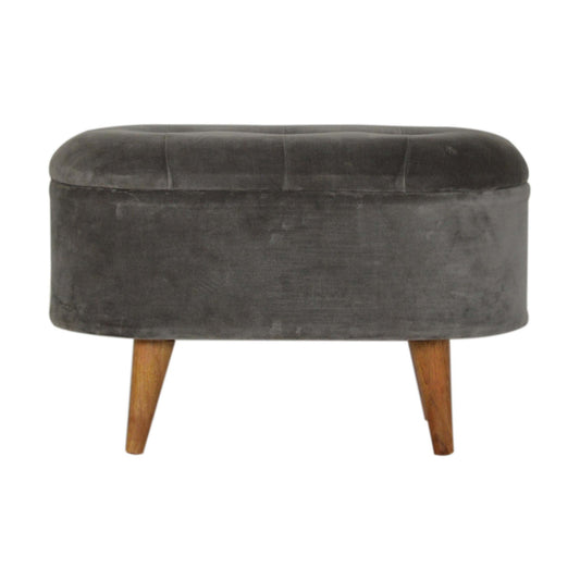 Grey Velvet Storage Footstool