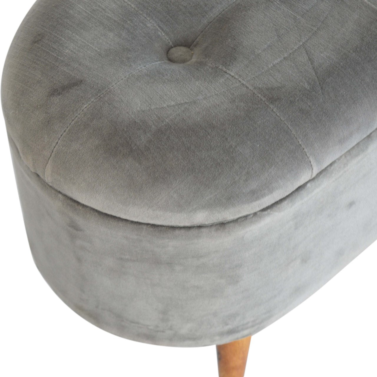 Grey Velvet Storage Footstool