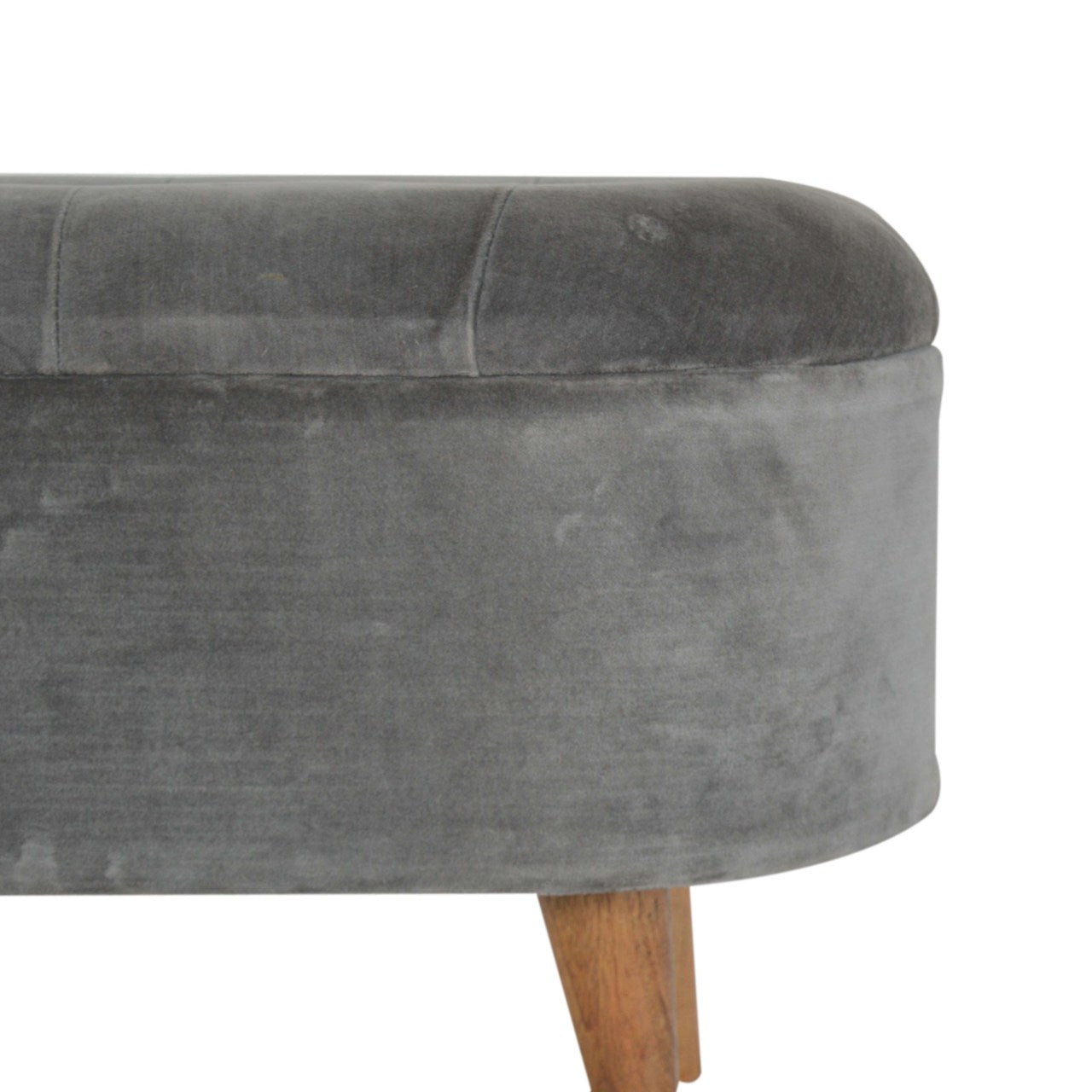 Grey Velvet Storage Footstool