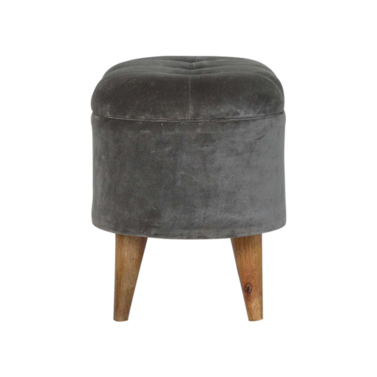 Grey Velvet Storage Footstool