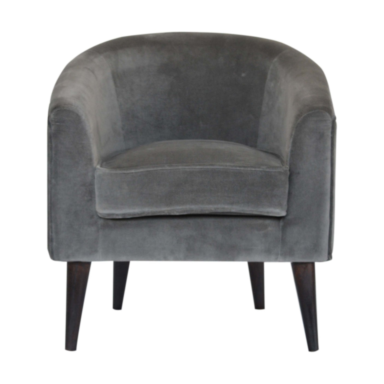 Grey Velvet Nordic Style Armchair