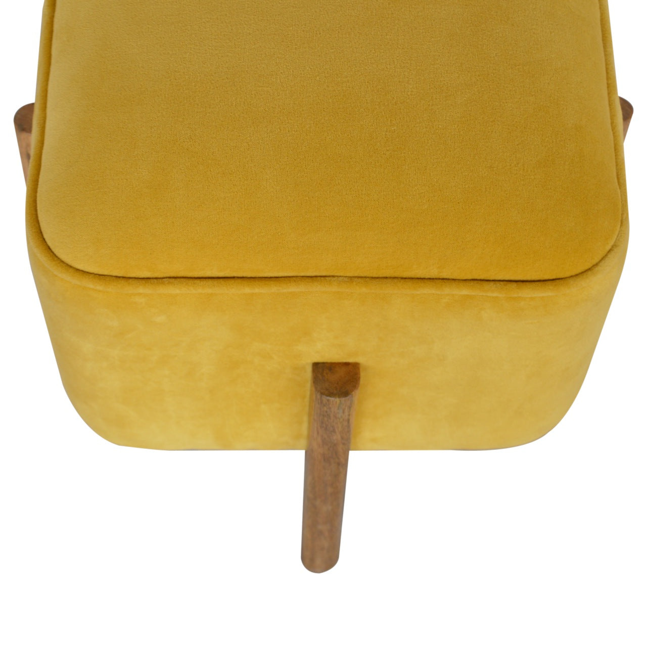 Mustard Velvet Solid Footstool