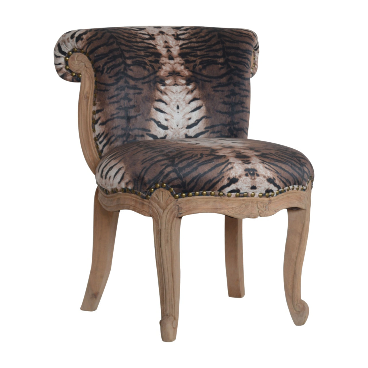 Tiger Printed Studded Chair