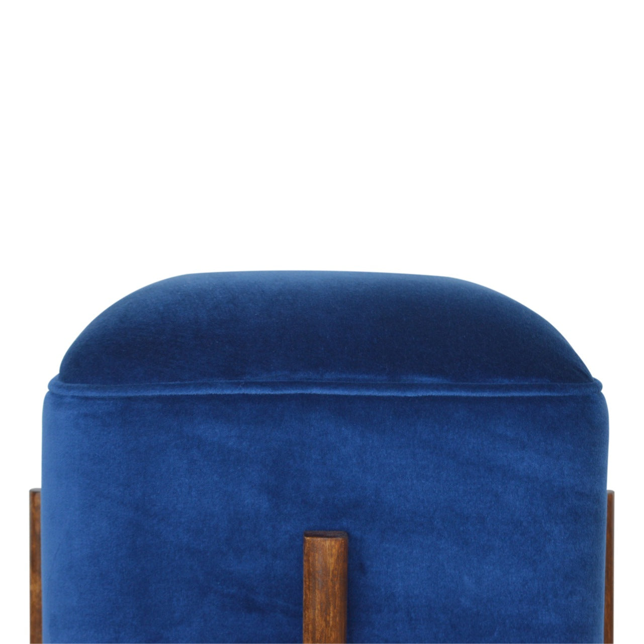 Solid Wood Royal Blue Velvet Stool