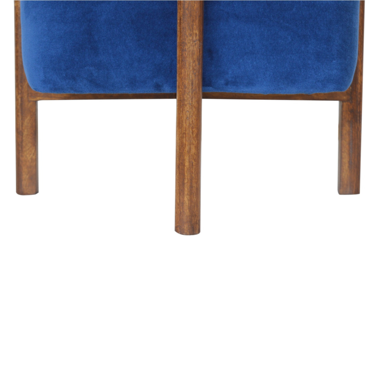 Solid Wood Royal Blue Velvet Stool