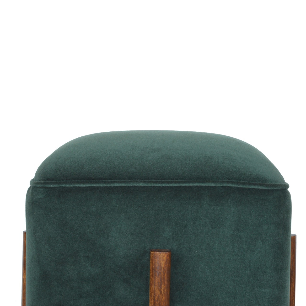 Emerald Velvet Solid Wood Footstool