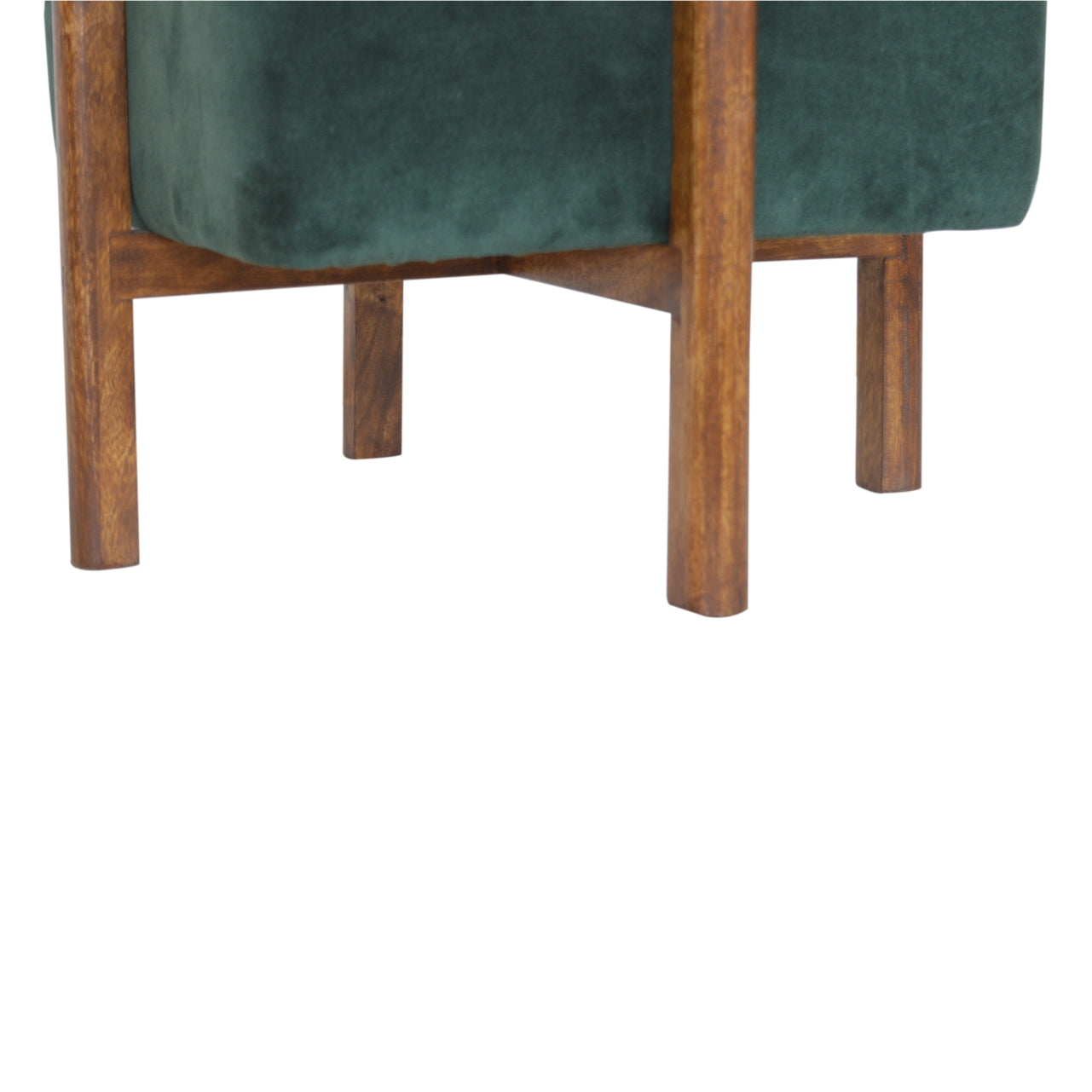 Emerald Velvet Solid Wood Footstool