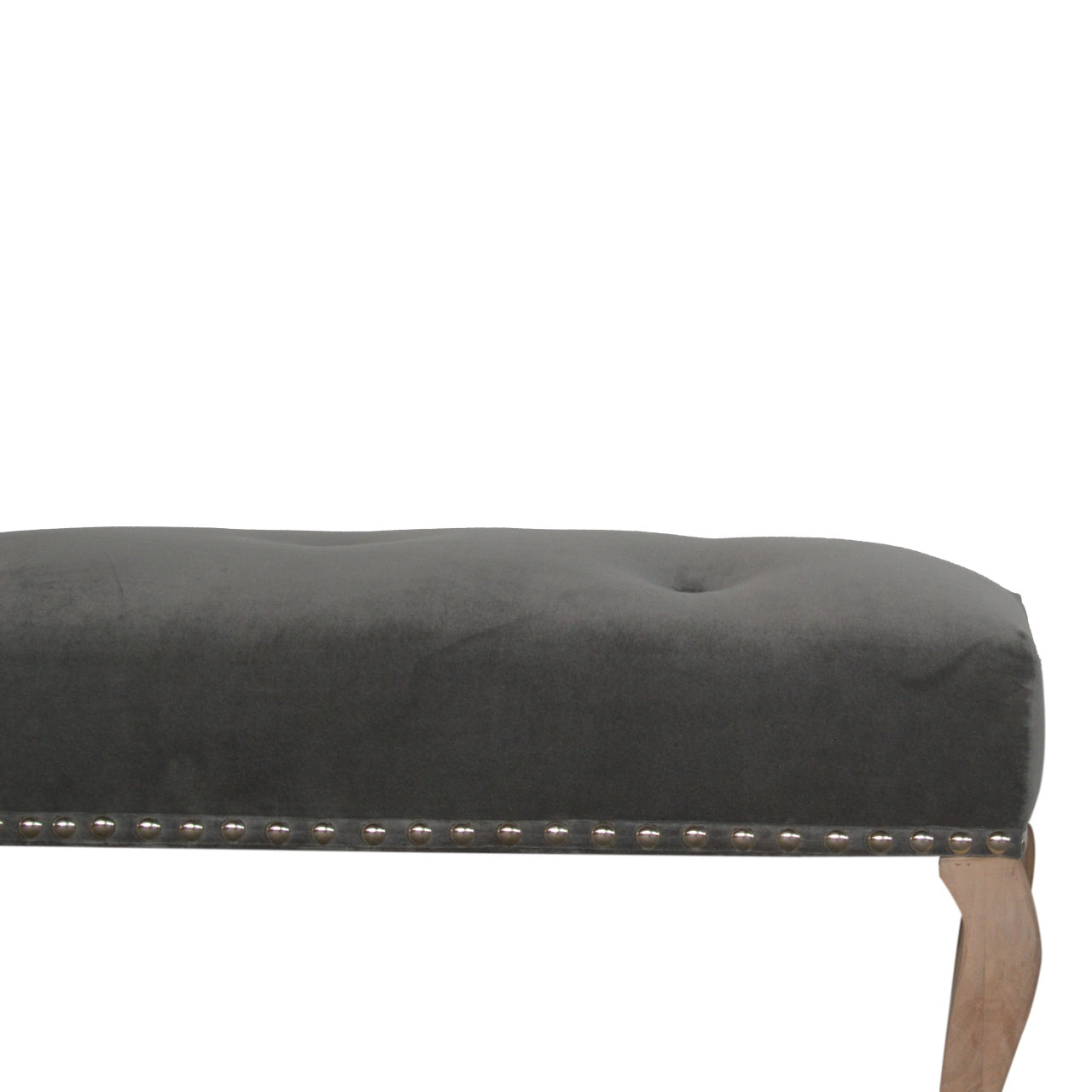 French Style Grey Velvet Bench