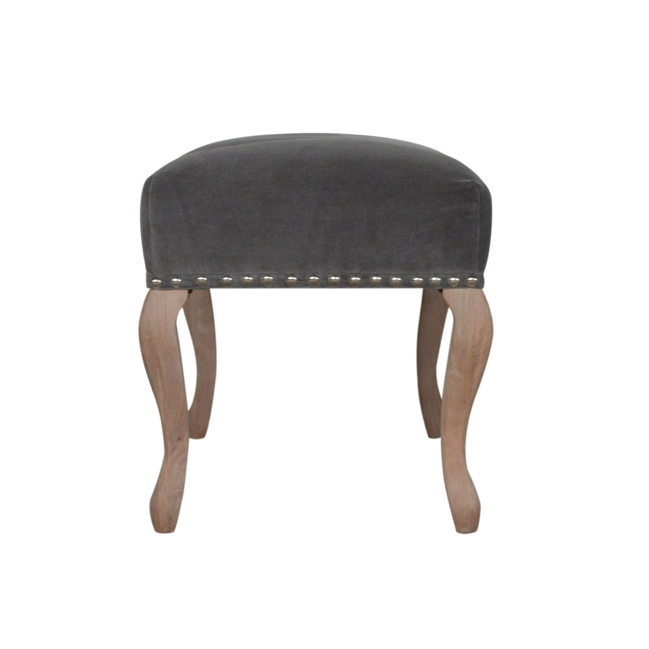 French Style Grey Velvet Bench