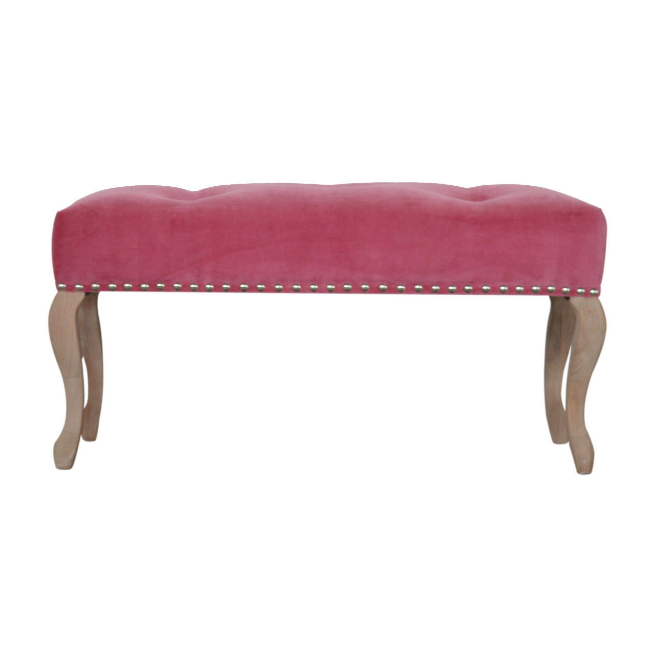 French Style Pink Velvet Bench