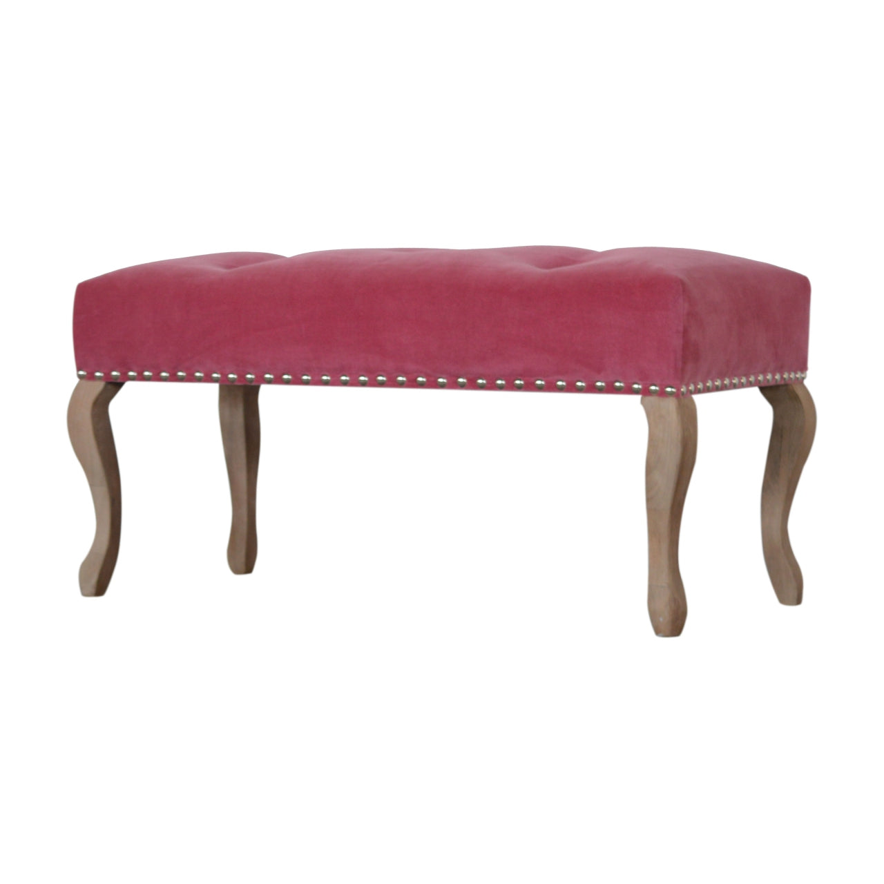 French Style Pink Velvet Bench