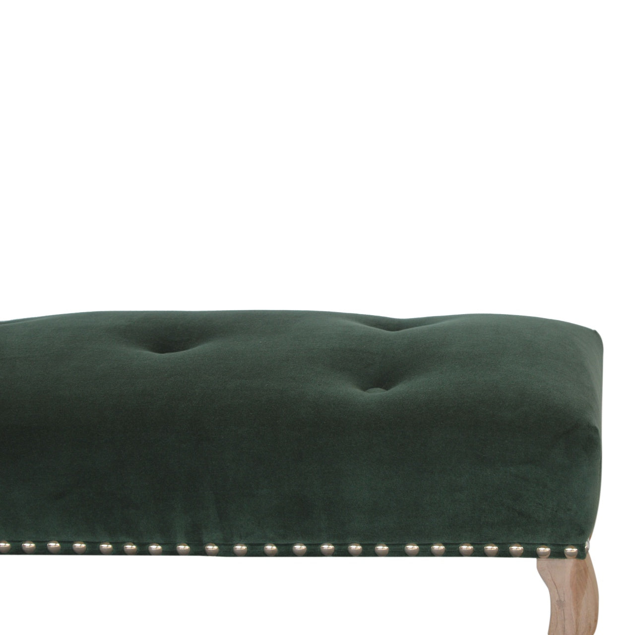 French Style Emerald Velvet Bench