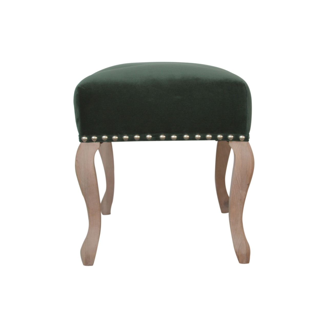 French Style Emerald Velvet Bench