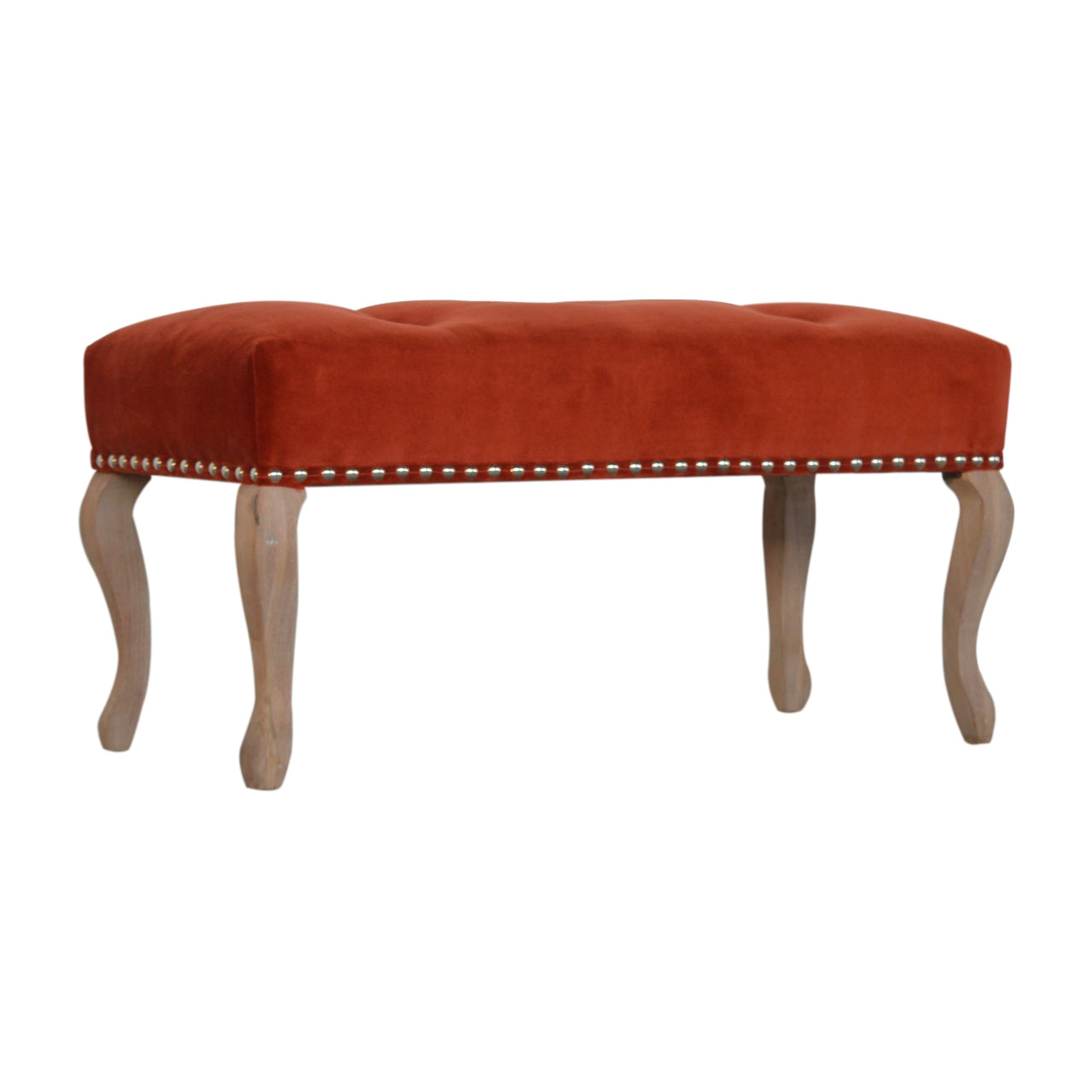 French Style Rust Velvet Bench