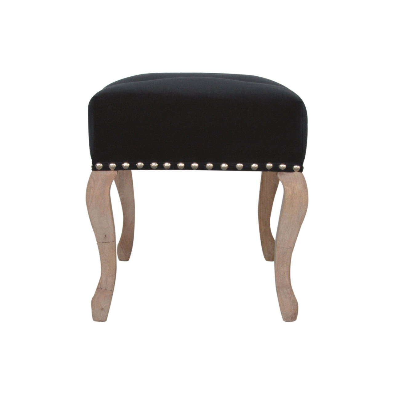 French Style Black Velvet Bench