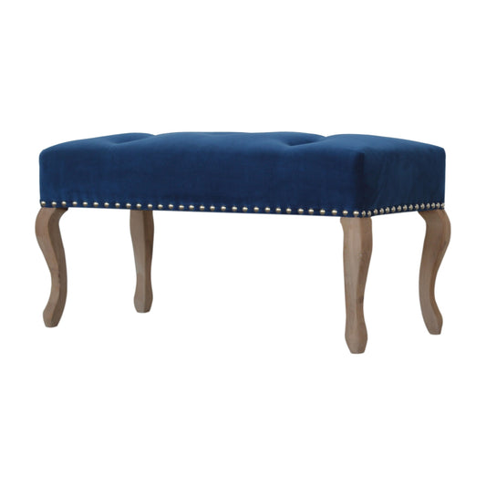 French Royal Blue Velvet Bench