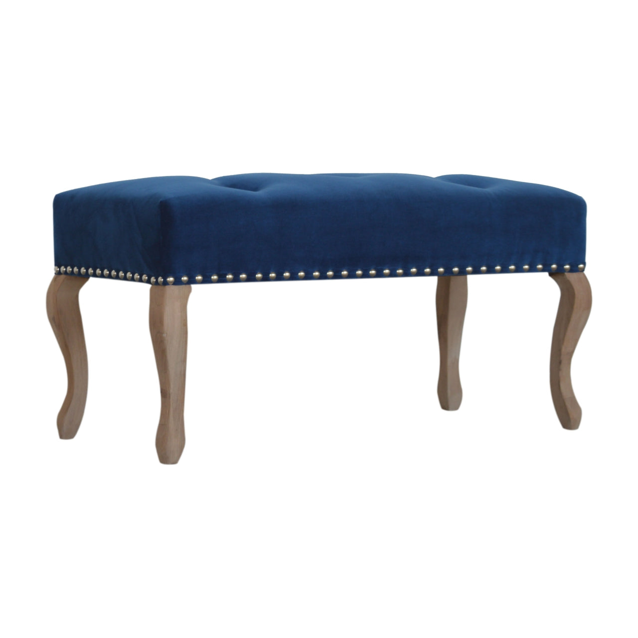 French Royal Blue Velvet Bench