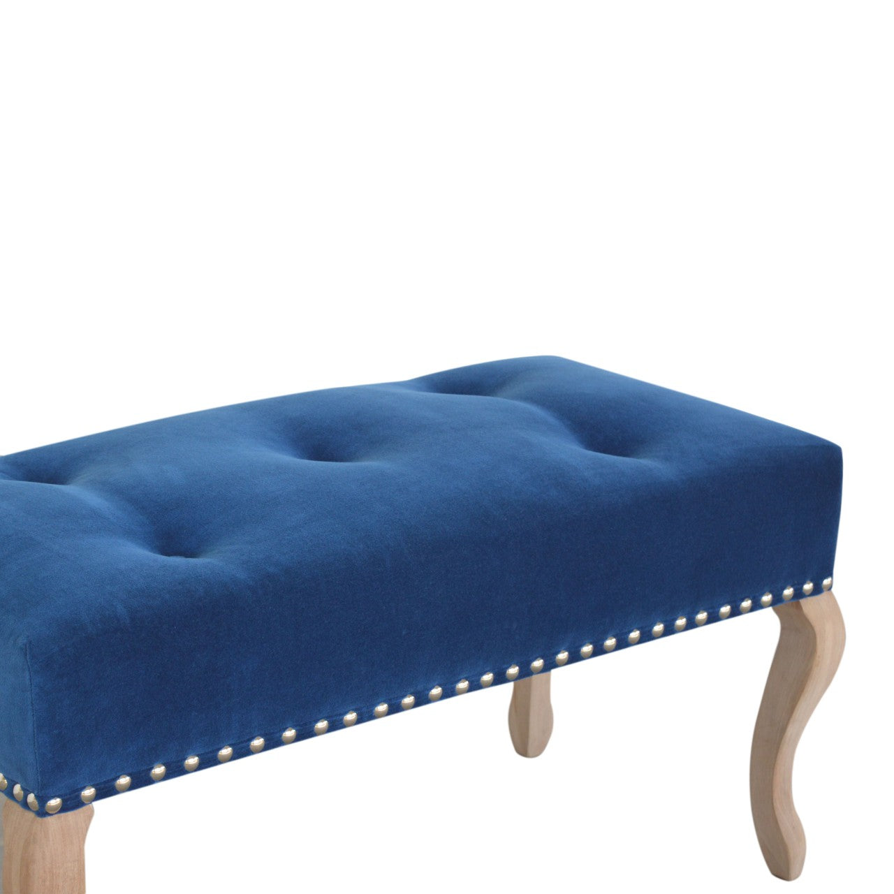 French Royal Blue Velvet Bench