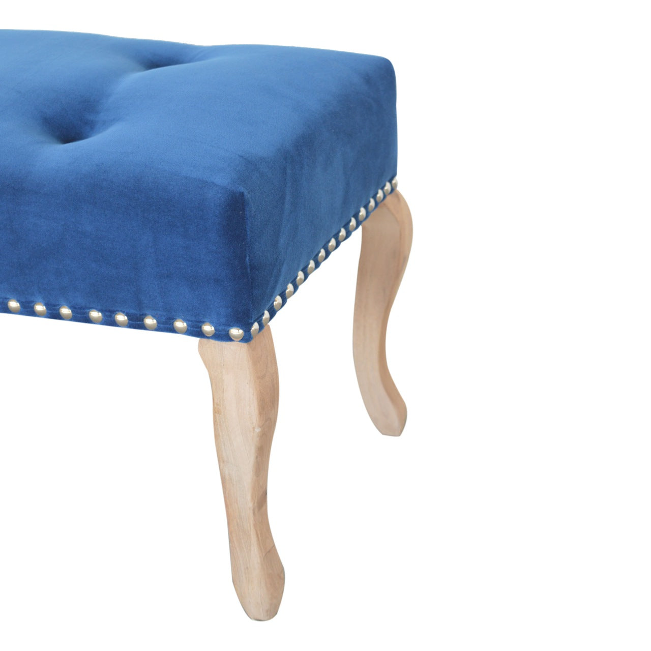 French Royal Blue Velvet Bench