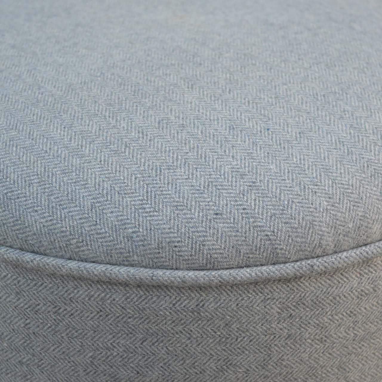 Round Grey Tweed Footstool