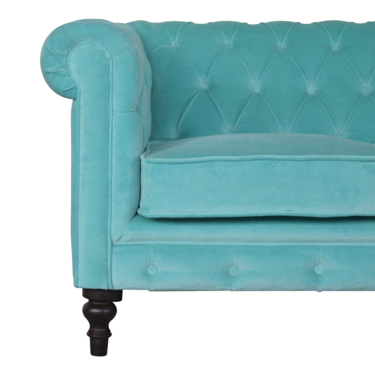 Aqua Velvet Chesterfield Sofa