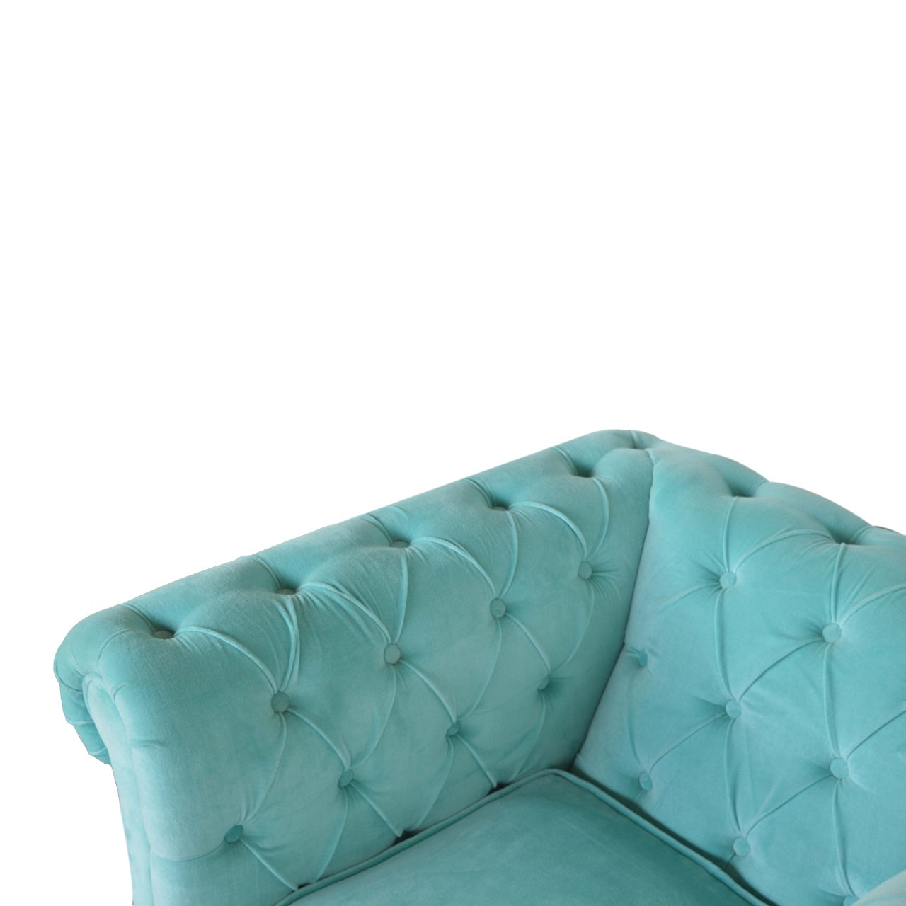 Aqua Velvet Chesterfield Armchair