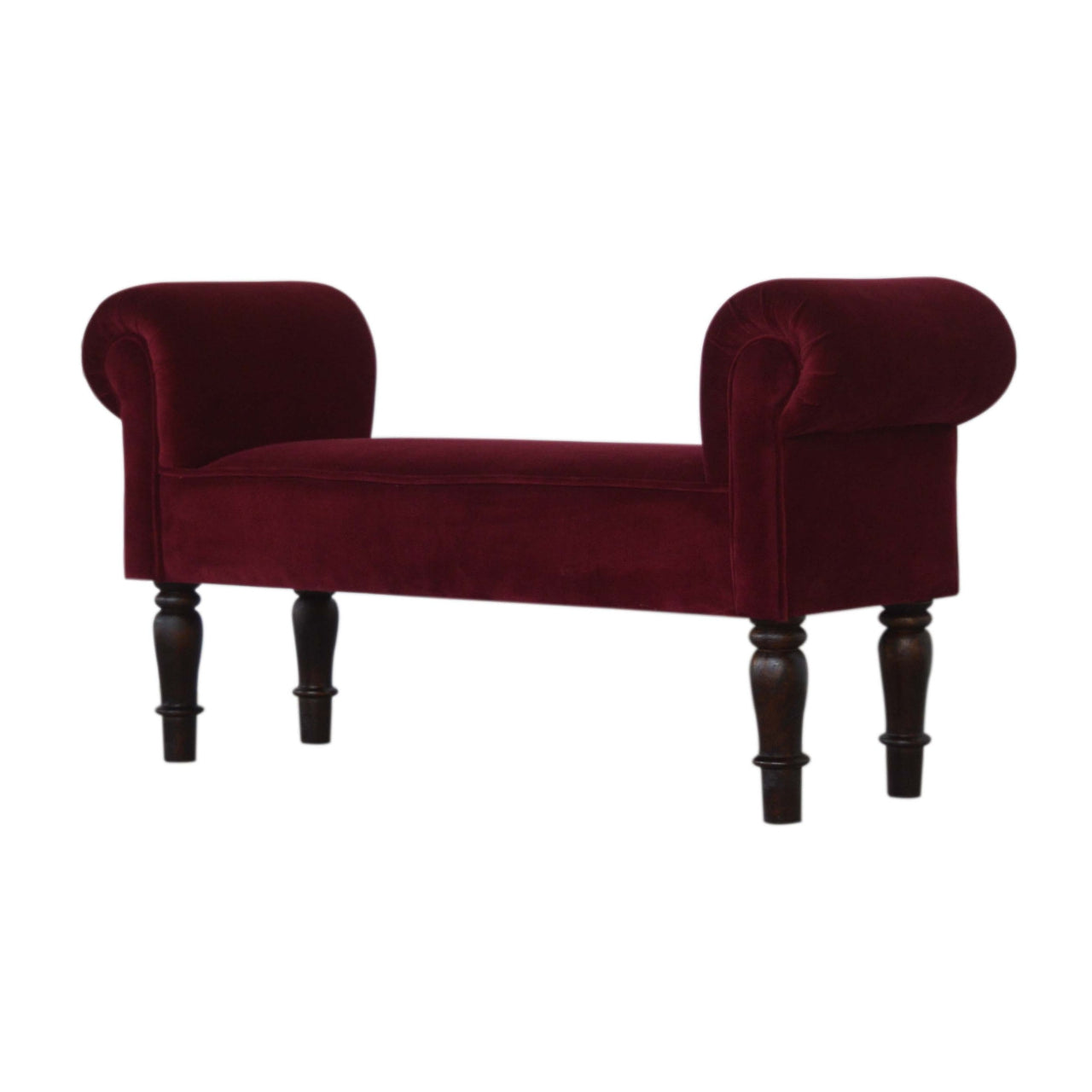 Wine Red Velvet Bench