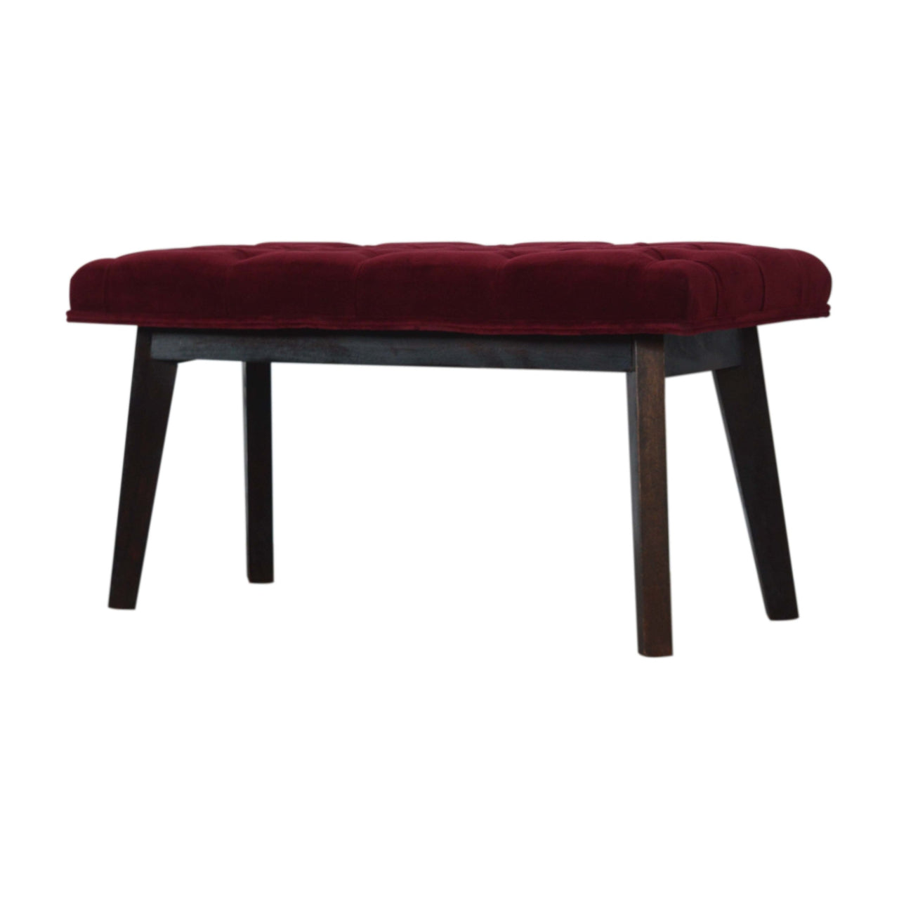 Wine Red Velvet Hallway Bench