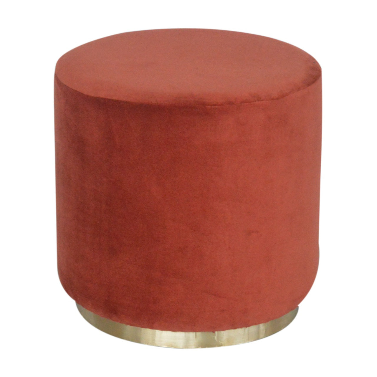 Brick Red Velvet Gold Footstool