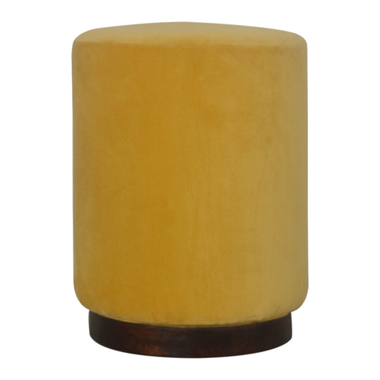 Mustard Velvet Wooden Footstool