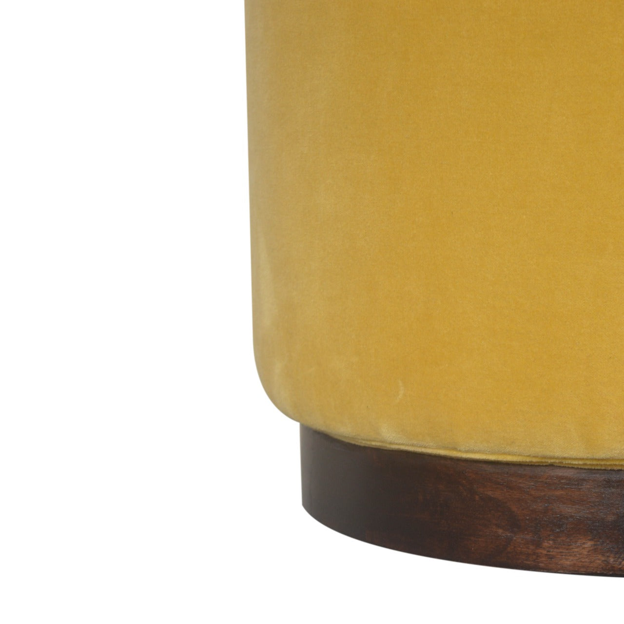 Mustard Velvet Wooden Footstool