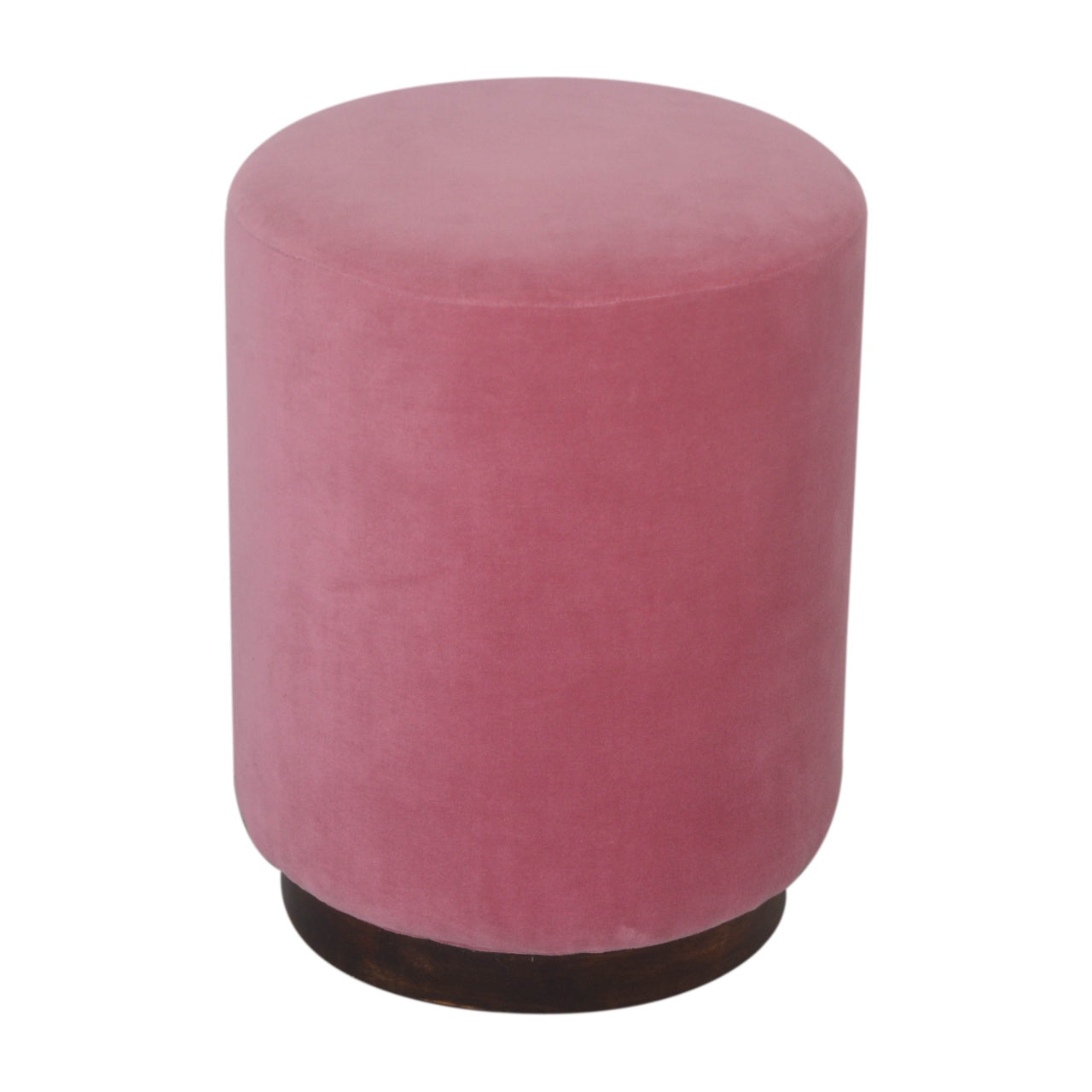 Pink Velvet Wooden Footstool