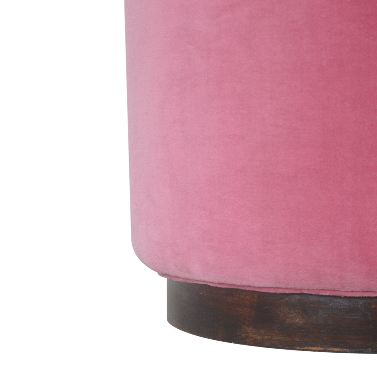 Pink Velvet Wooden Footstool