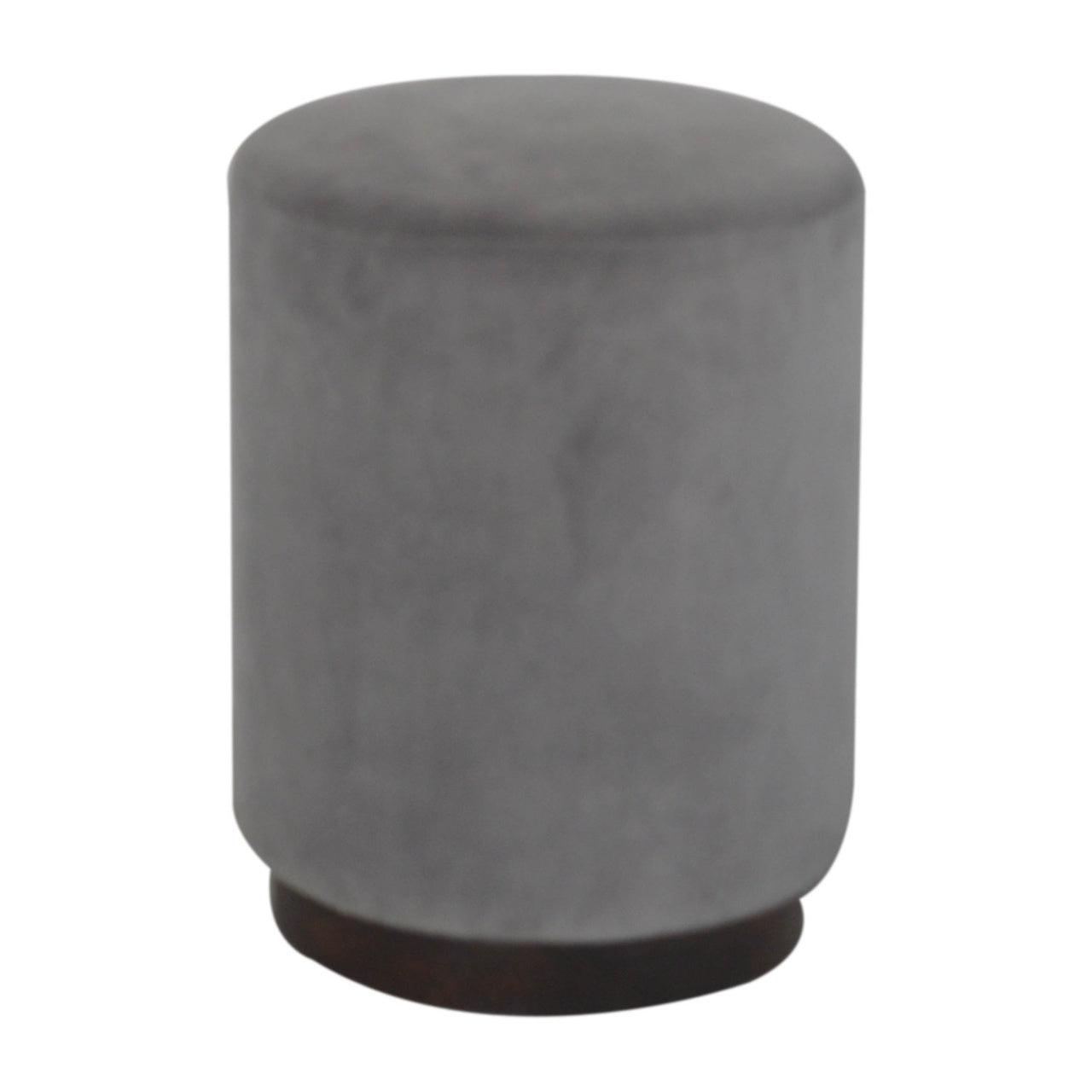 Grey Velvet Wooden Footstool