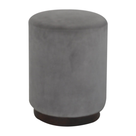 Grey Velvet Wooden Footstool