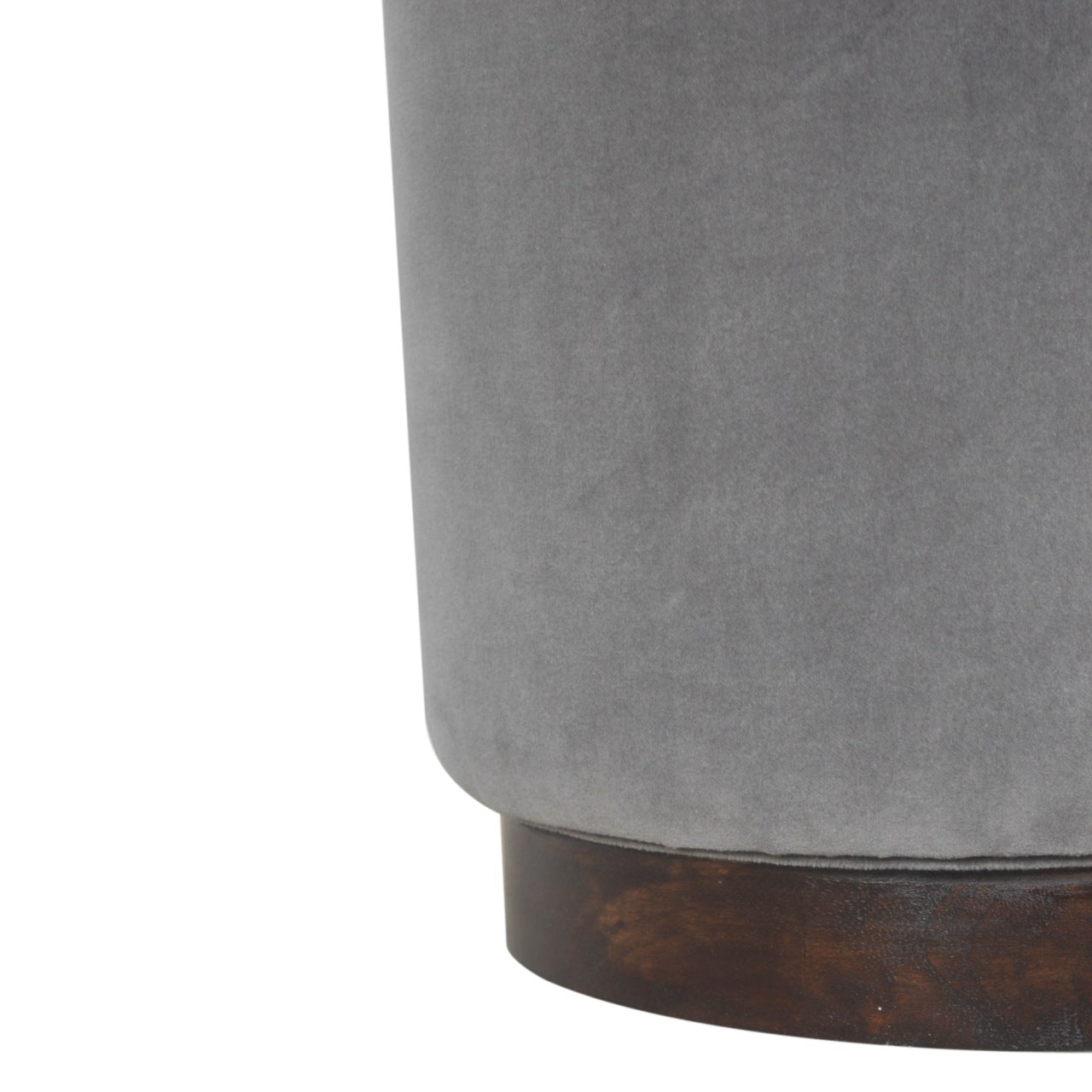 Grey Velvet Wooden Footstool