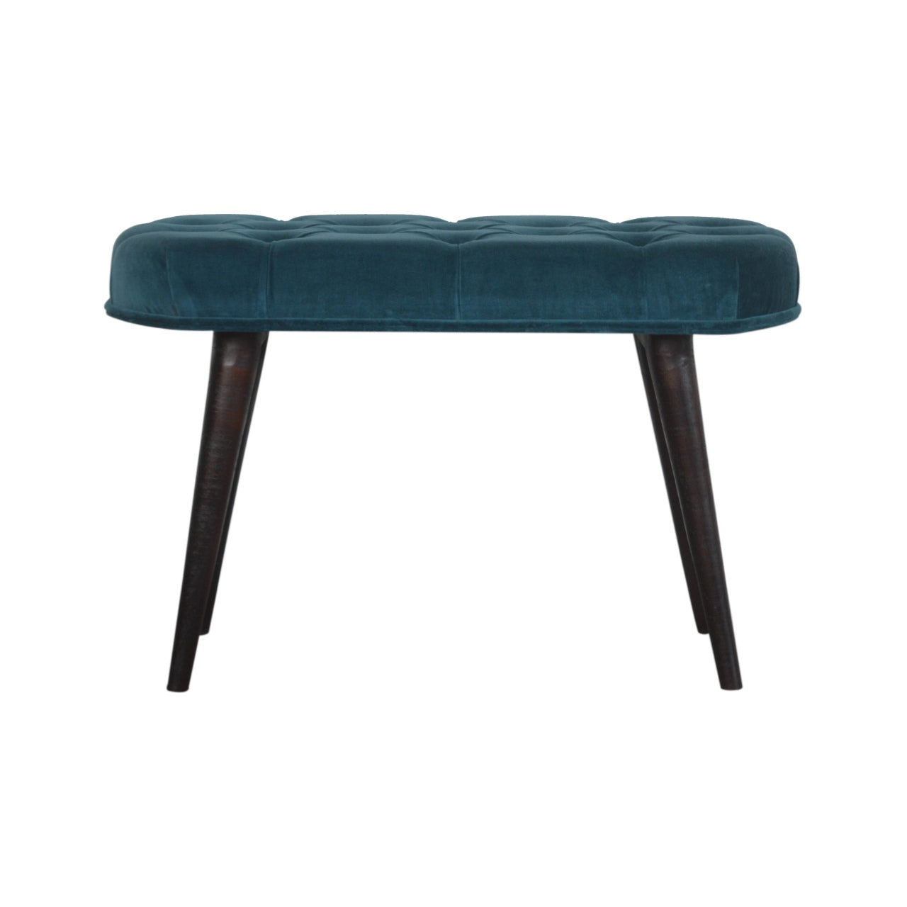 Teal Cotton Velvet Button Bench