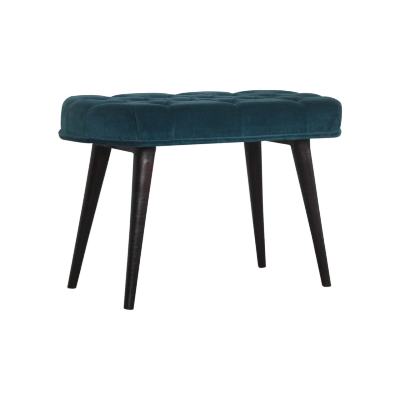 Teal Cotton Velvet Button Bench