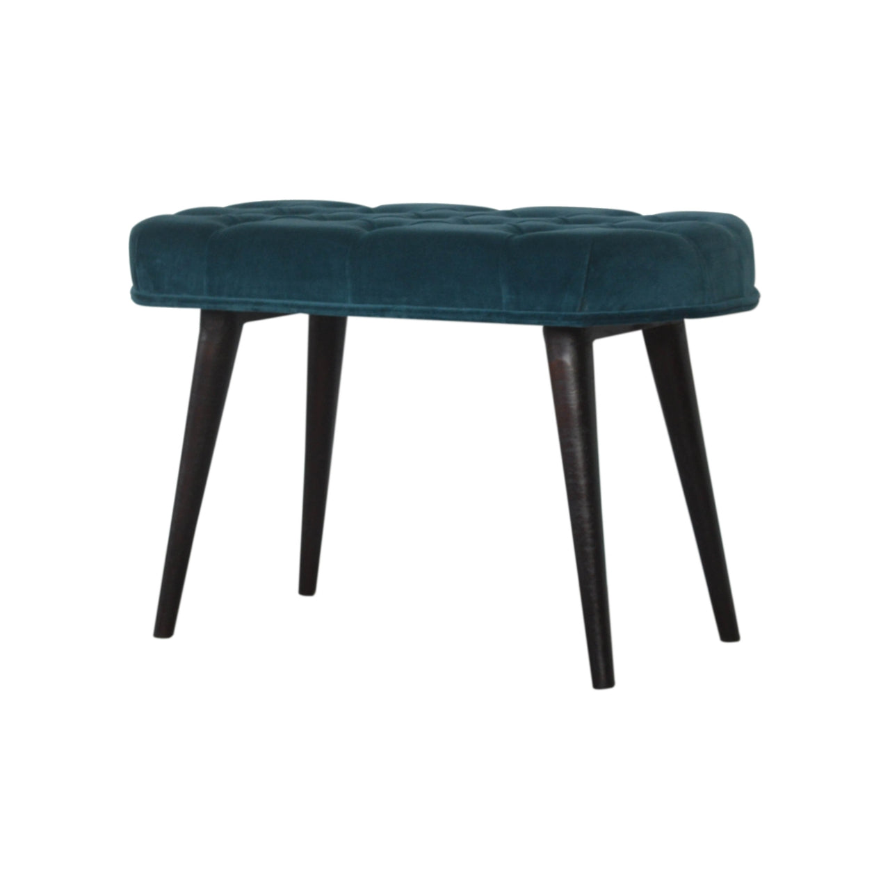 Teal Cotton Velvet Button Bench